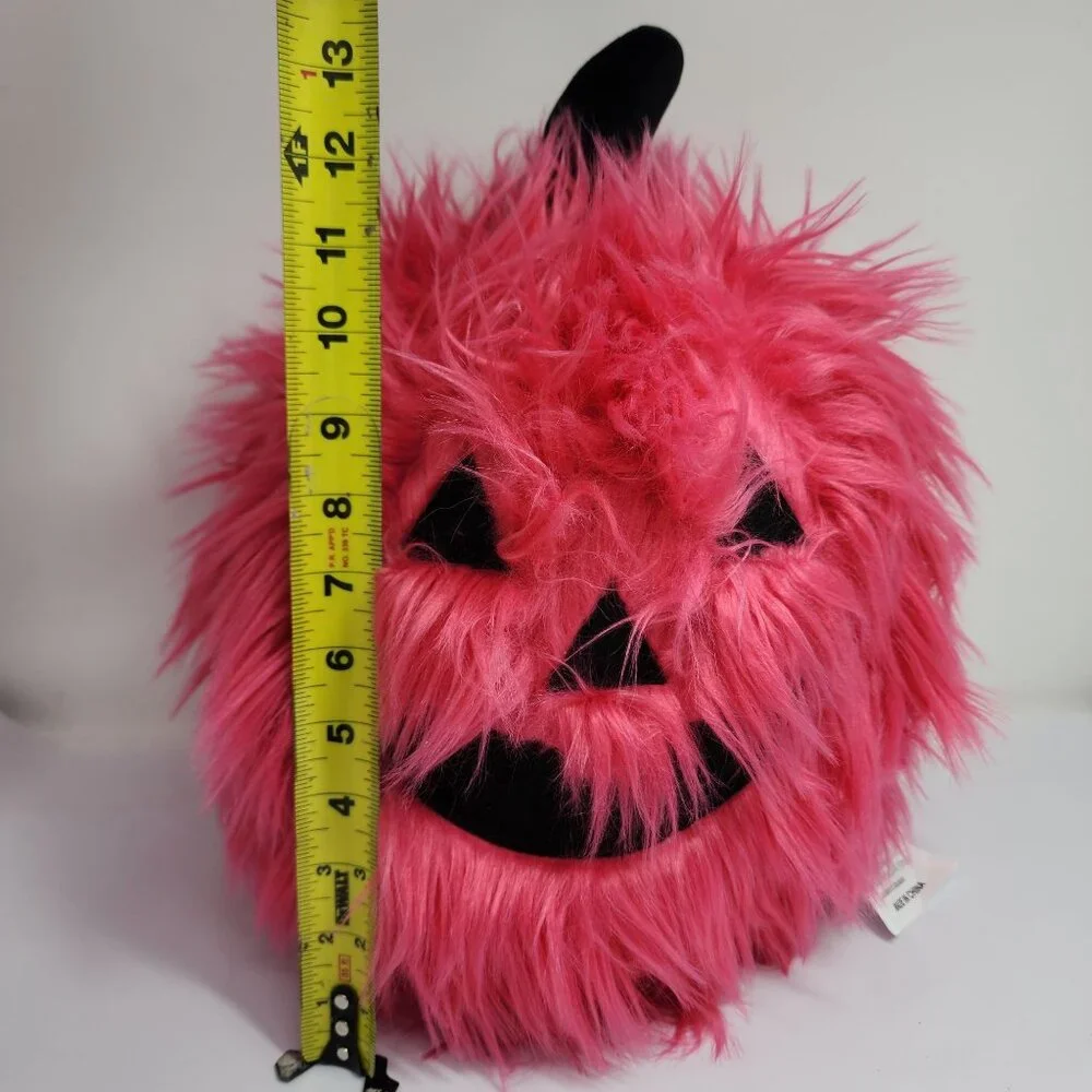 Cupcakes and Cashmere Pink Faux Fur Pumpkin Plush Fall Decor 15 Inch